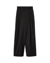 Ganni Womens Black Pleated Wide-leg Wool Trousers In Black