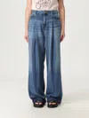 Ganni Womens Pleated Wide-leg Woven Jeans Mid Blue Vintage
