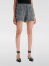 Ganni Gingham Seersucker Shorts In Weiss