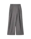 Ganni Grey Stripe Cross-over Trousers In Gray