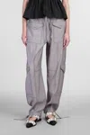 Ganni High Waist Drawstring Pants In Grey