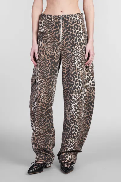 GANNI PANTS IN ANIMALIER COTTON