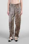 Ganni Leopard Print Satin Cargo Pants In Animalier