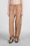 Ganni Light Slub High Waist Pocket Pants In Brown