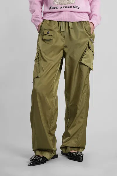 Ganni Pants In Green Polyamide
