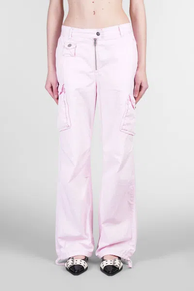 GANNI PANTS IN ROSE-PINK COTTON