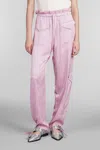 Ganni Washed Satin Drawstring Pants In Rose-pink