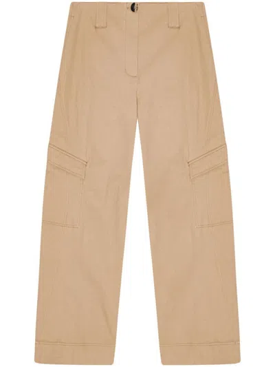 Ganni Mid-rise Cargo Trousers In Tan