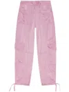 Ganni Washed Satin Drawstring Pants In Pink