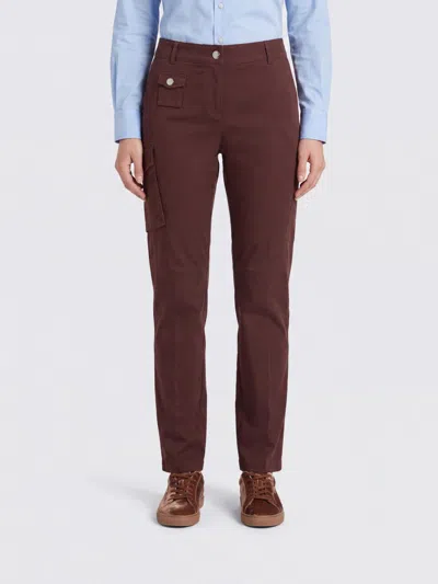 Ganni Pants Woman Color Brown In Burgundy