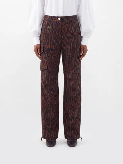 Ganni Pants Woman Color Brown