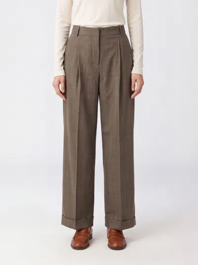Ganni Pants Woman Color Cocoa In Brown