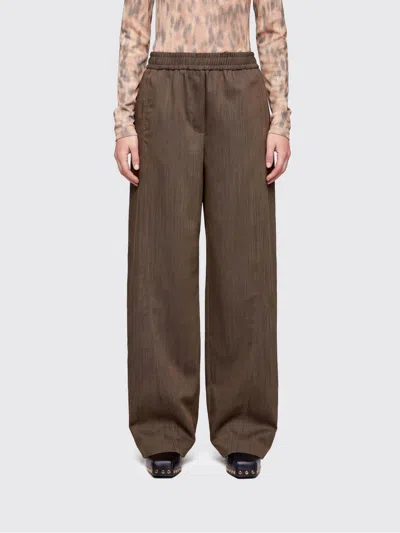 Ganni Pants Woman In Brown