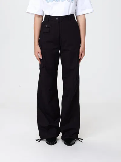 Ganni Pants Woman  In Black
