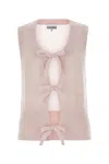 Ganni Bow-embellished Mohair-blend Vest In Lilacsachet