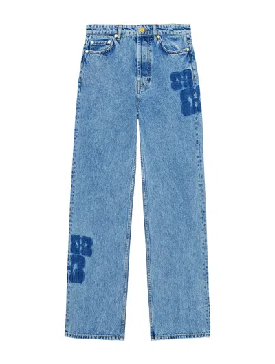 Ganni Izey Patchwork Jeans In Blue