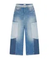 Ganni Patchwork Cargo Jeans In Blue