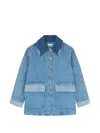 Ganni Patchwork Denim Jacket In Blue