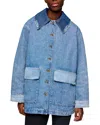 Ganni Patchwork Denim Jacket In Blue