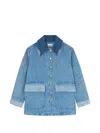 Ganni Patchwork Denim Jacket In Blue