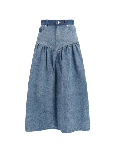 Ganni Contemporary Mini Skirt In Upcycled Denim In Blue