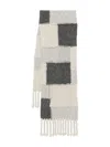 Ganni Patchwork Fringed Scarf In Multi