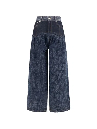 Ganni Patchwork Jeans In Blue