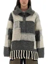 Ganni Patchwork Jersey With Bangs In Gray