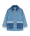 Ganni Buttoned Distressed Jacket In Blue