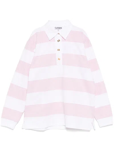 Ganni T-shirt Im Patchwork-look In Weiss