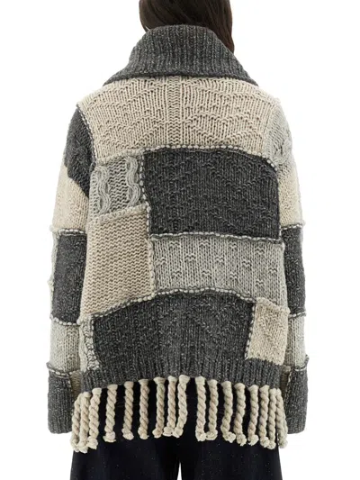 Ganni Patchwork Wool Sweater In Multi
