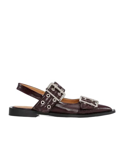 GANNI GANNI BUCKLED SLINGBACK BALLERINA SHOES