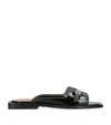 Ganni Patent Butterfly Flat Sandals In Black
