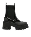 Ganni Patent-leather Platform Chelsea Boots In Black