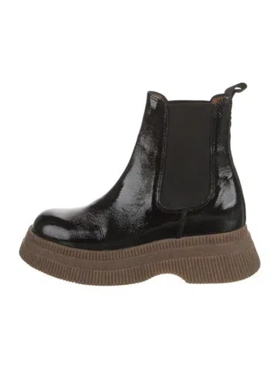 Pre-owned Ganni Patent Leather Chelsea Boots In Multi