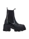 Ganni Patent-leather Cleated Chelsea Boots