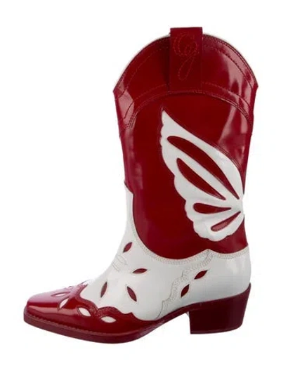 Pre-owned Ganni Patent Leather Colorblock Pattern Western Boots In Multi