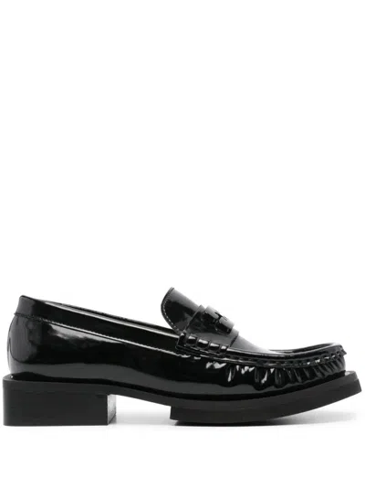 Ganni Patent Leather Loafers In Black