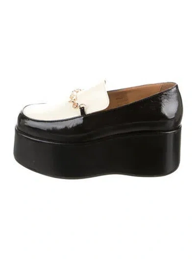 Pre-owned Ganni Patent Leather Loafers In Black