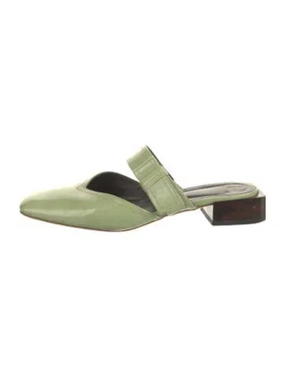Pre-owned Ganni Patent Leather Mules In Green