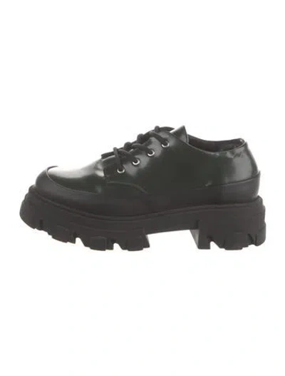 Pre-owned Ganni Patent Leather Oxfords In Green