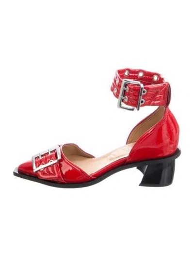 Pre-owned Ganni Patent Leather Pumps In Red