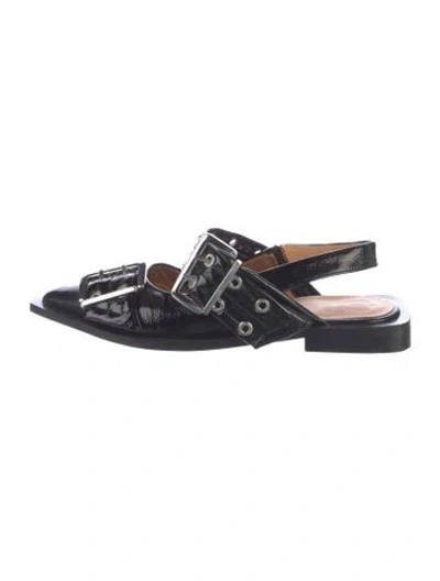 Pre-owned Ganni Patent Leather Sandals In Blue