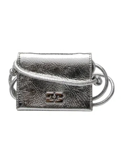 Pre-owned Ganni Patent Leather Shoulder Bag In Silver
