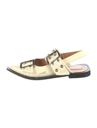 Pre-owned Ganni Patent Leather Slingback Flats In Multi
