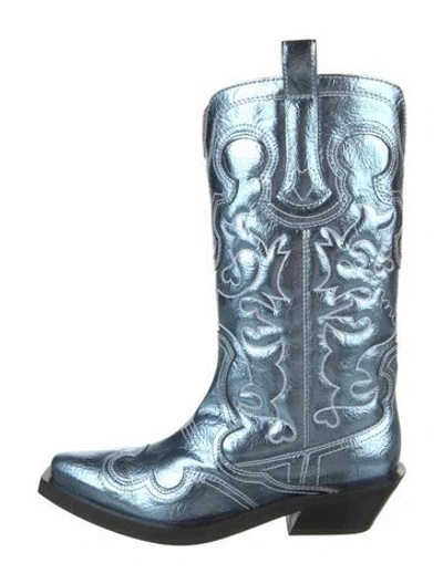 Pre-owned Ganni Patent Leather Western Boots