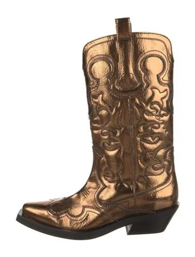 Pre-owned Ganni Patent Leather Western Boots