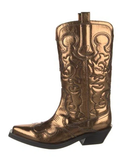 Pre-owned Ganni Patent Leather Western Boots