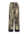 Ganni Silk Ornate Print Trousers In Yellow