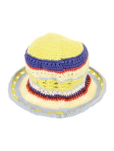 Pre-owned Ganni Patterned Cotton Bucket Hat In Yellow